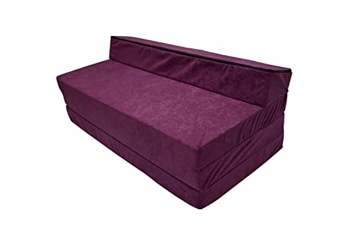 Natalia Spzoo Colchón plegable cama de invitados forma de sillón sofá de espuma 200 x 120 cm (Violeta 1224)