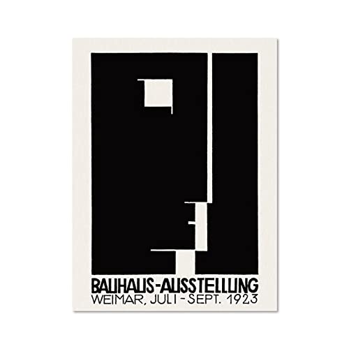 QAWY Carteles e impresiones arquitectónicas en blanco y negro de la Bauhaus, cuadros de arte de pared impresos, pinturas en lienzo sin marco A2 15x20cm