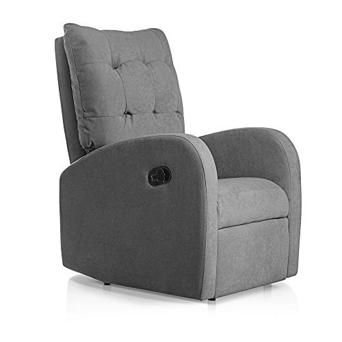 SUENOSZZZ-ESPECIALISTAS DEL DESCANSO Sillon Relax orejero reclinable Soft tapizado en Tela Antimanchas Gris
