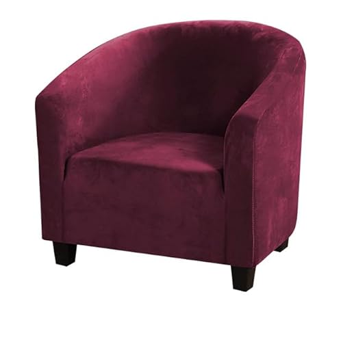 TERPCO Funda de terciopelo de color sólido para sofá, funda elástica para sofá de una plaza, para sala de estar, funda protectora elástica para sillón, color vino, 1 pieza