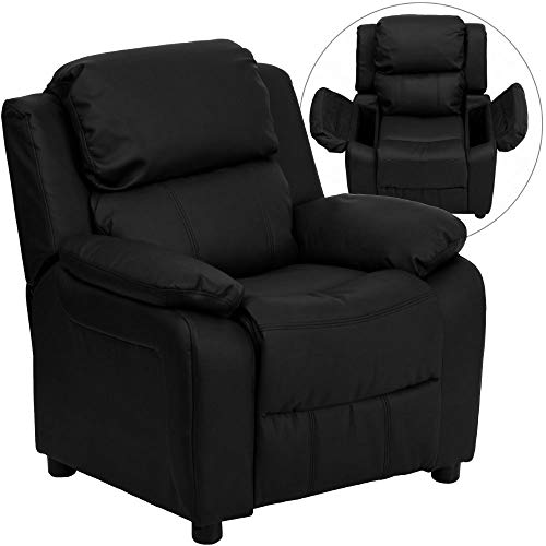 Flash Muebles Acolchado de Deluxe más Moderno en Color Negro Piel para niños sillón reclinable con Brazos.