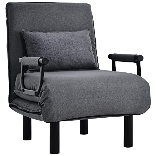 Sofá Cama, Silla Convertible, sillón Cama con función de Cama, sillón Funcional para salón, sillón de Relax con Respaldo (Gris)