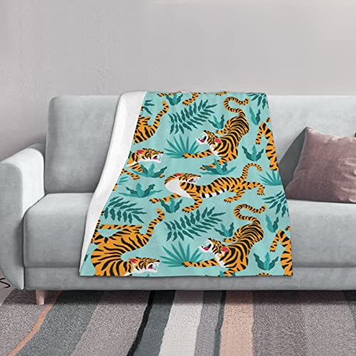 ASDTEHCY Manta de franela con patrón de tigre, manta suave y ligera para sofás, cama, sillones (76 x 127 cm)