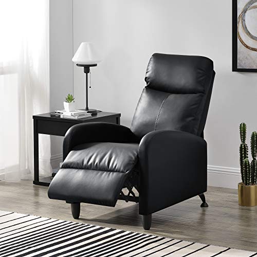 [en.casa] Sillón Relax Elegante Butaca Reclinable 102x60x92 cm Asiento cómodo Cuero sintético PU Negro