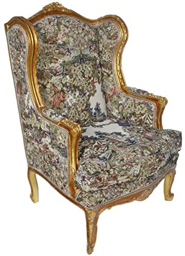 Casa Padrino sillón Barroco Multicolor/Oro Antiguo 80 x 75 x A. 120 cm - Sillón de salón de Estilo Antiguo - Muebles Barrocos